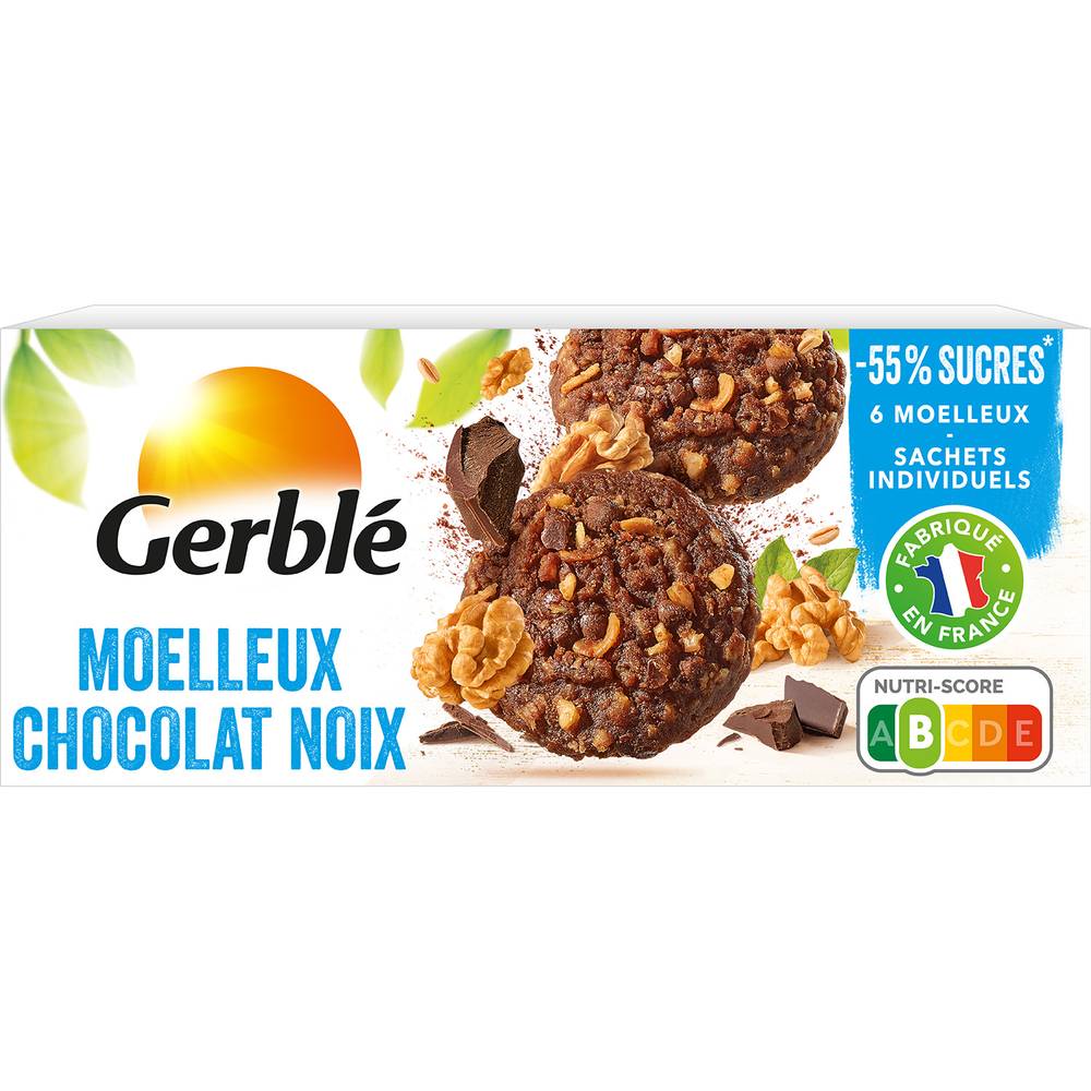 Gerblé - Biscuits moelleux chocolat noix (6 pièces)