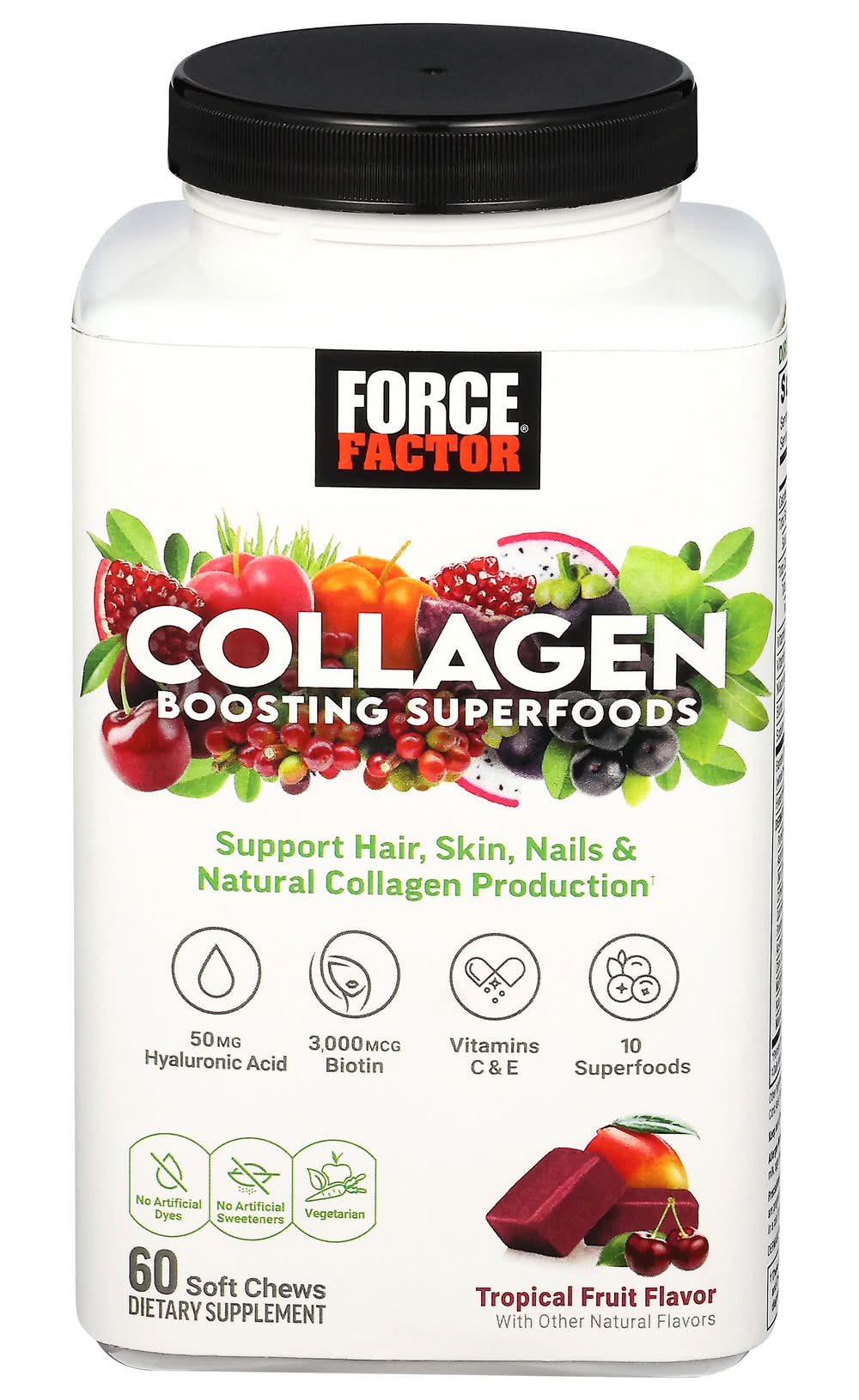 Force Factor Collagen Soft Chews, Tropical Fruit (60 ct)
