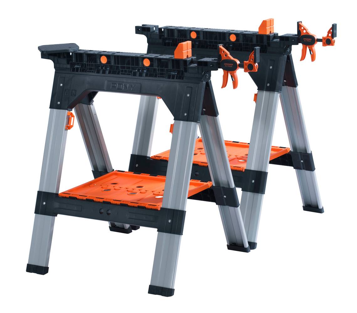 Pony 2-Pack 27-in W x 34.6-in H Plastic/Steel Saw Horse (1200-lb Capacity) | 60400