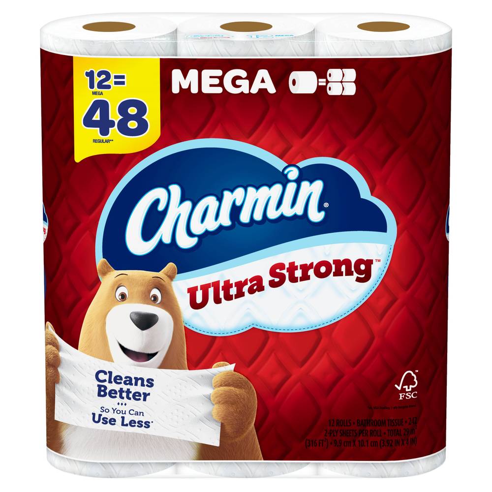 Charmin Ultra Strong Toilet Paper 12 Mega Rolls, 242 Sheets Per Roll