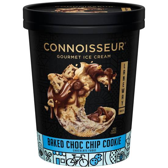 Connoisseur Laneway Sweets Baked Choc Chip Cookie & Chocolate Fudge Ice Cream 1L