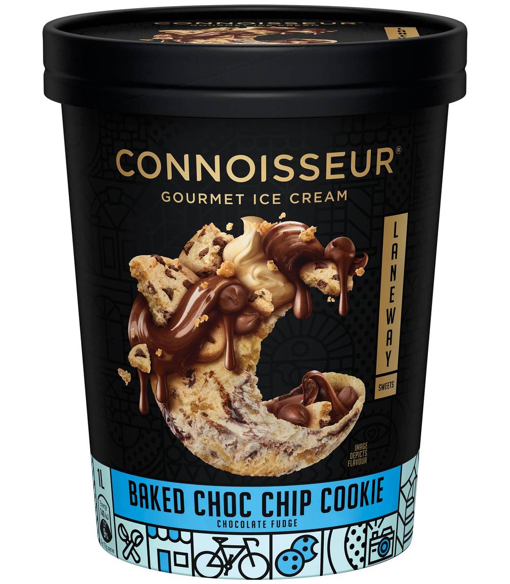 Connoisseur Laneway Sweets Baked Choc Chip Cookie & Chocolate Fudge Ice Cream 1L