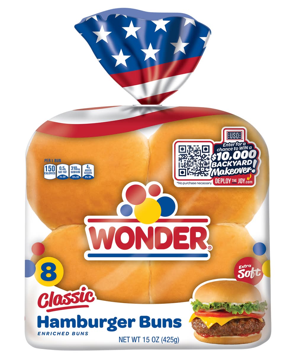 Wonder Classic White Bread Hamburger Buns (15 oz, 8 ct)