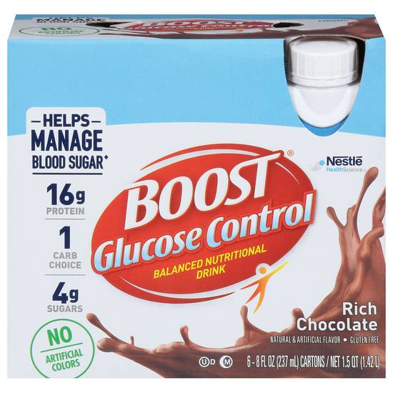 Boost Glucose Control Rich Chocolate Nutritional Drink (6ct, 8 fl oz)