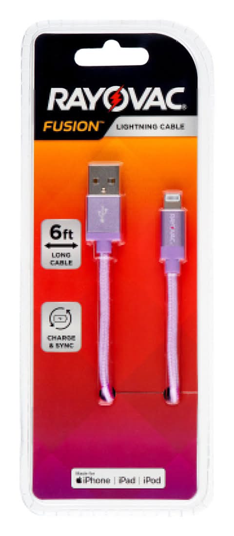 Rayovac Fusion Lightning Cable, 6ft, Black