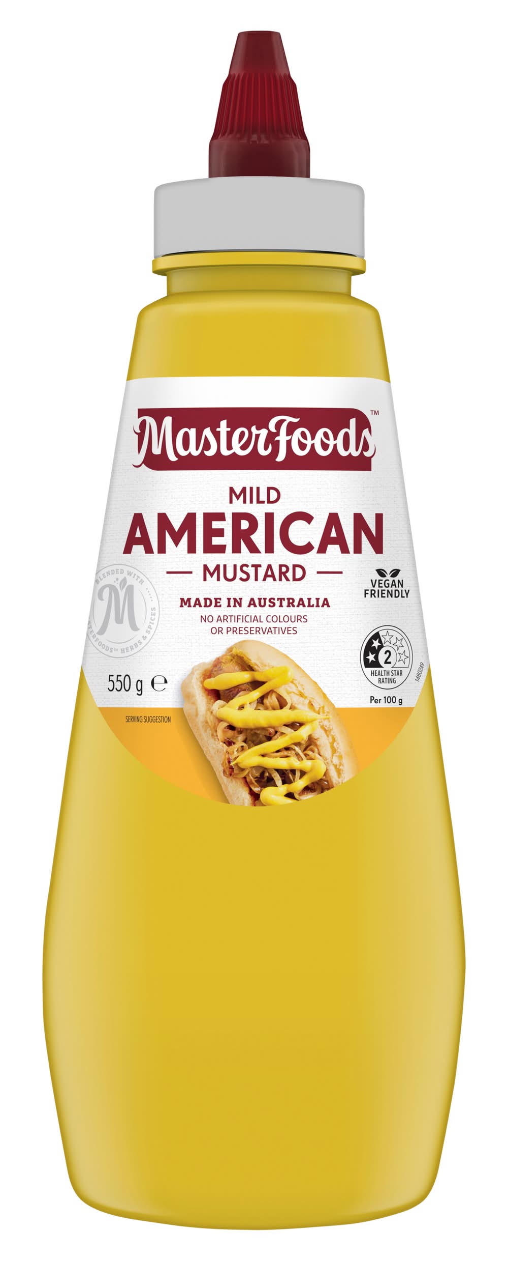 MasterFoods Mild American Mustard Smooth & Tangy Sauce (550g)