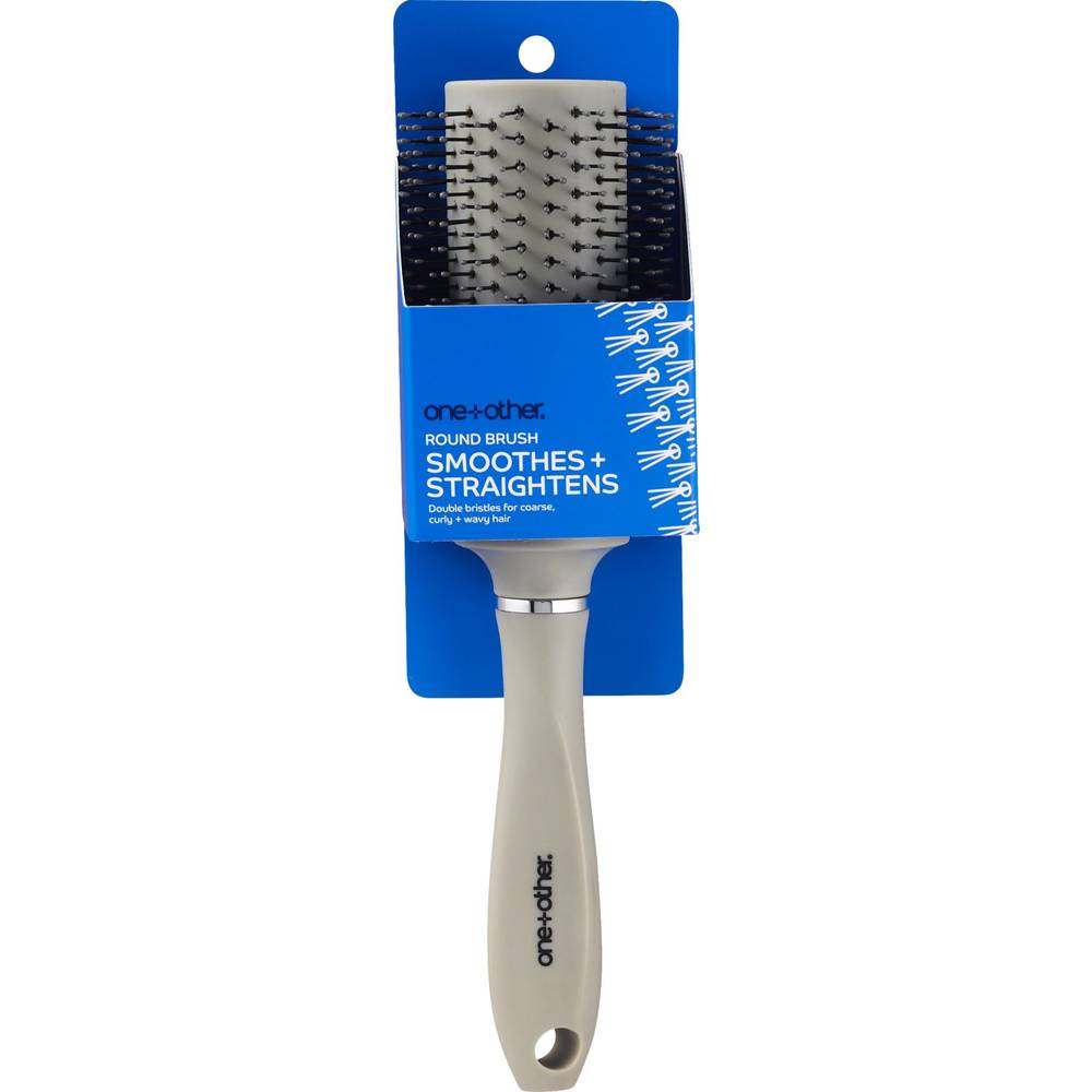 one + other Smoothes + Straightens Round Brush, Grey