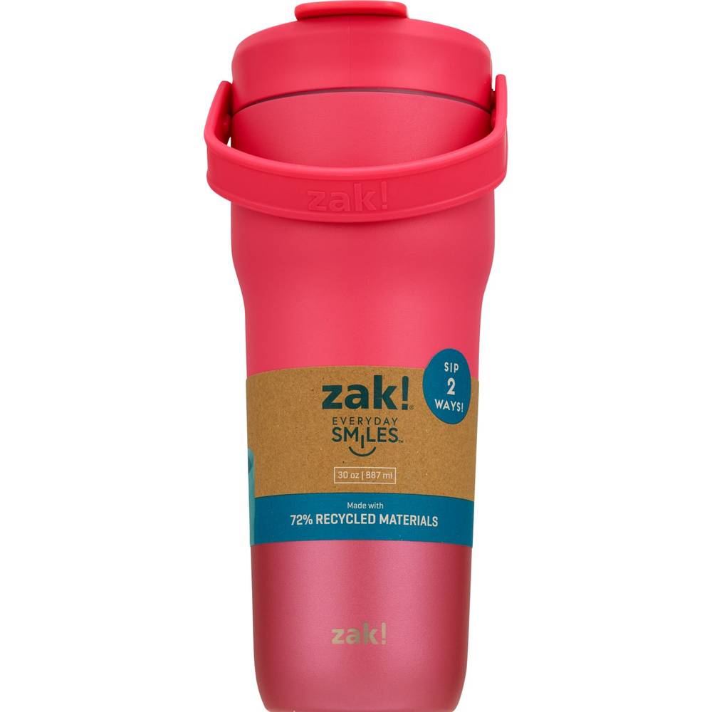 zak! Stainless Steel Tumbler Made with 72% Recycled Materials, Pink, 30 oz