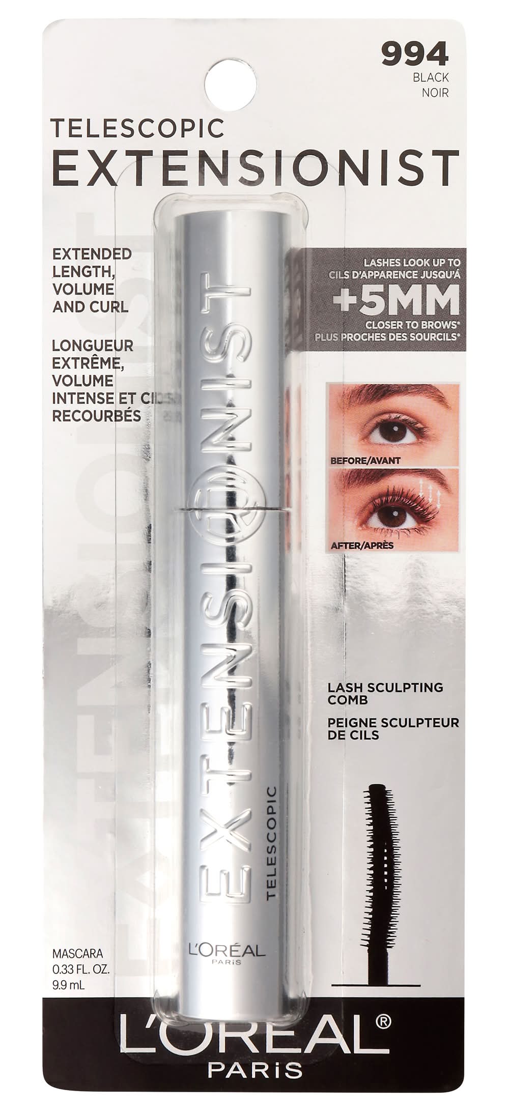 L'Oréal Paris Extensionist Curling & Volumizing Mascara, Black (0.41 fl oz)