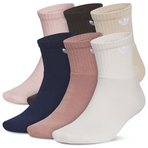 Adidas Womens Originals Trefoil 6 Pack Quarter Socks - Neutral/Neutral Size L