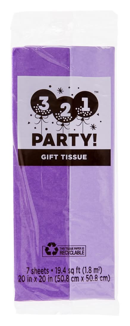 321 Party! Purple Gift Tissue Paper 8 Ct