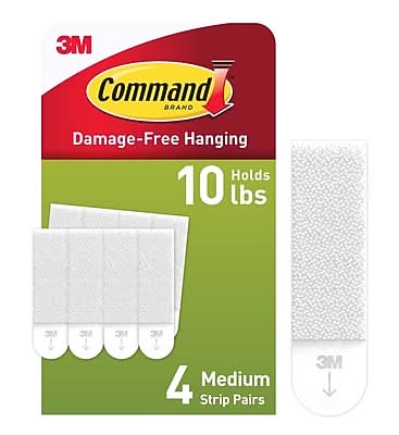 Command Medium Hanging Strips, 10 lb., White, 4/Pack (17201-4PK-ES)