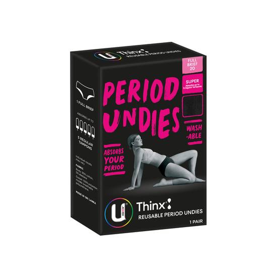 U By Kotex Thinx Period Underwear Black Briefs Size 20 1pk