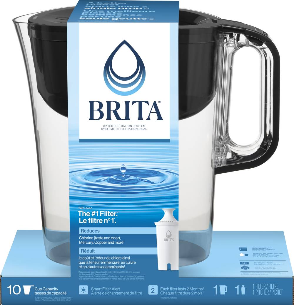 Brita Large 10 Cup Water Filter Pitcher With 1 Standard Filter