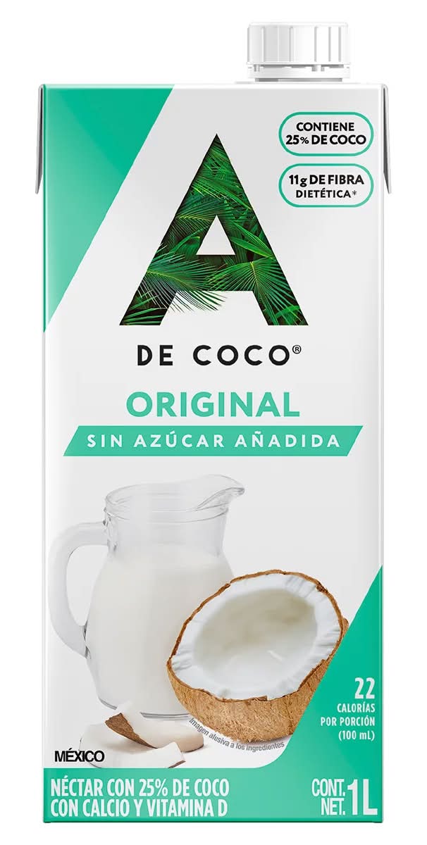 A De Coco · Original néctar con 25% de coco sin azúcar añadida (6 x 1 L)