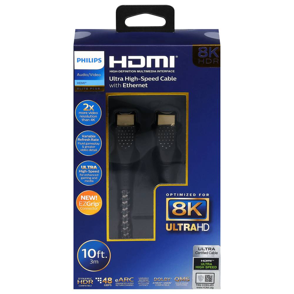 Philips Premium Hdmi To Hdmi Cable, 10' , Black