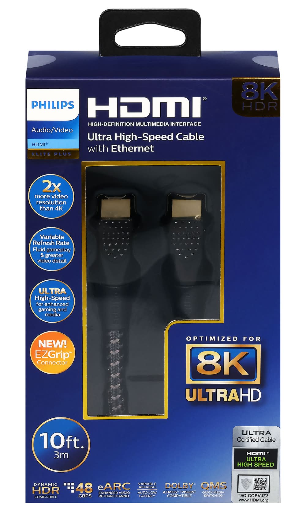 Philips Premium Hdmi To Hdmi Cable, 10' , Black