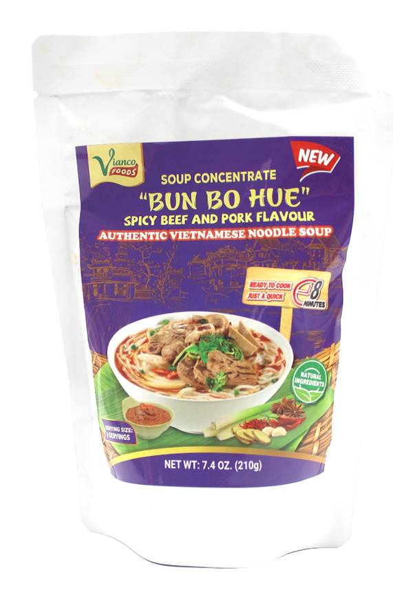Vianco Spicy Beef-Pork, Bun Bo Hue Noodle Soup Concentrate (210g)