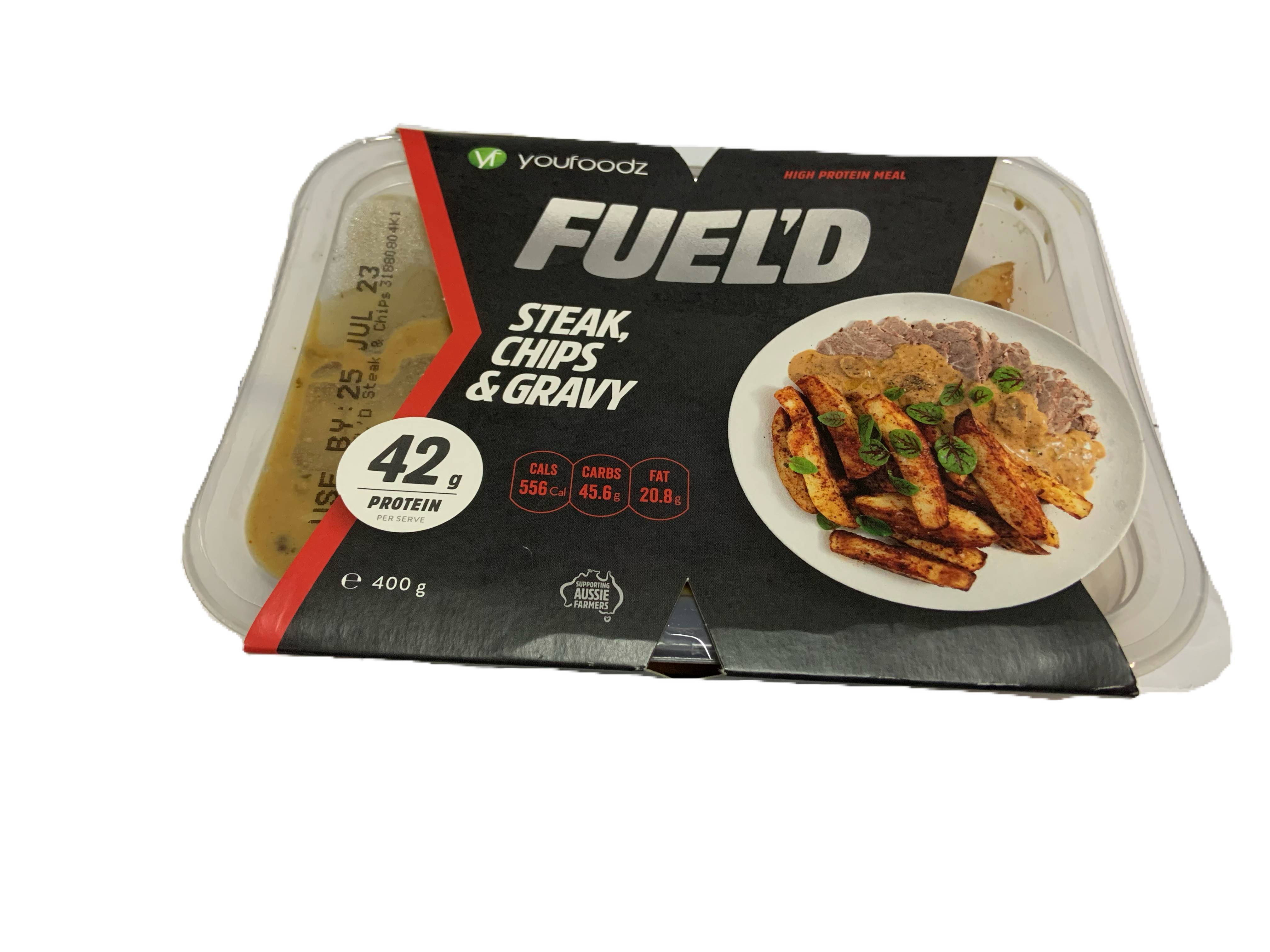 Youfoodz Fuel'd Steak, Chips & Gravy 42Gm Protein - 400Gm 