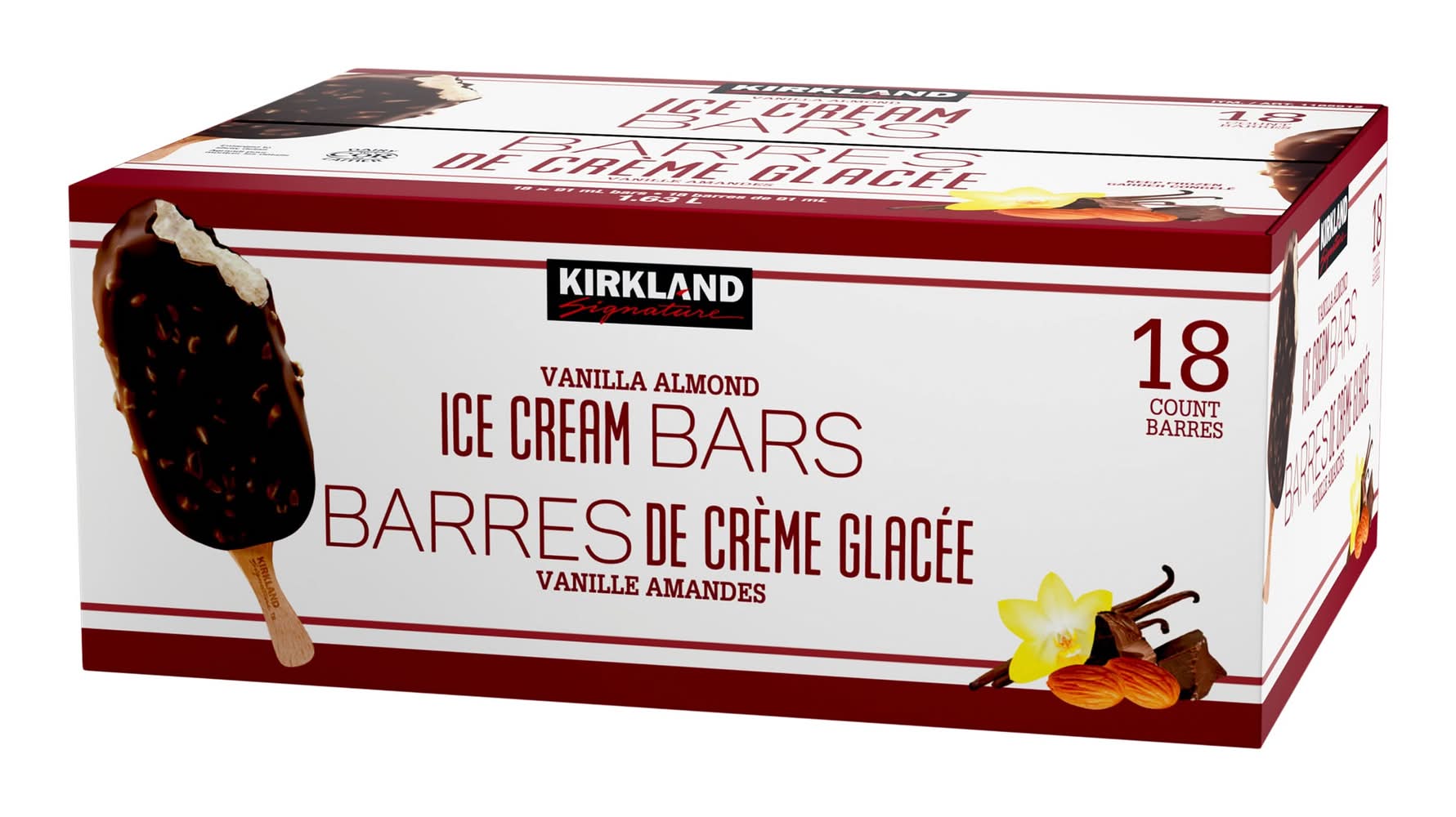 Kirland Signature – Barres De Crème Glacée Chocolat Amande / Kirkland Signature Chocolate Almond Ice Cream Bars, 18 X 91 Ml