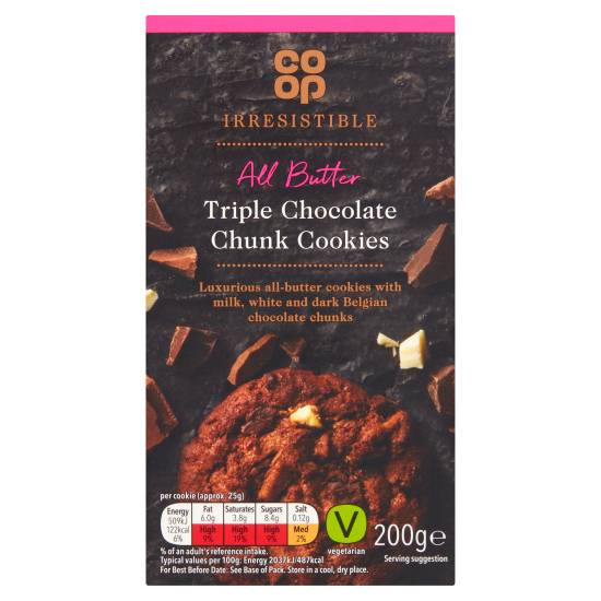 Co-Op Irresistible All Butter Triple Chocolate Chunk Cookies (200g)