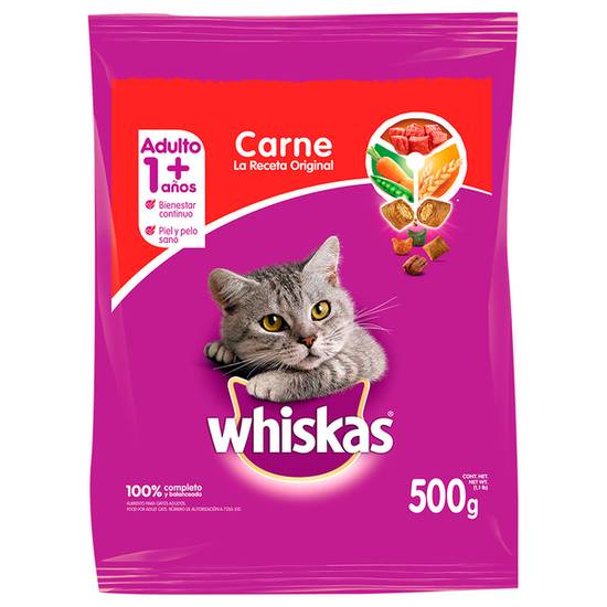 Whiskas alimento para adulto sabor carne (bolsa 500 g)