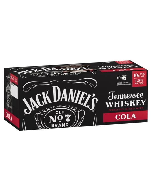Jack Daniels Whiskey Cola Can 10x375ml