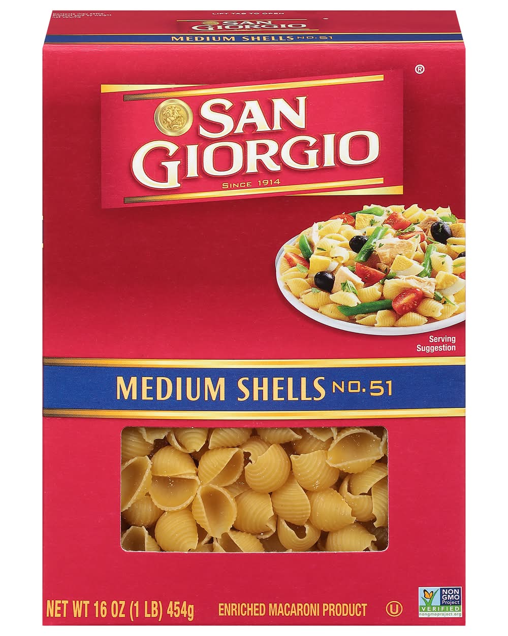 San Giorgio No. 51 Medium Shells Pasta (16 oz)