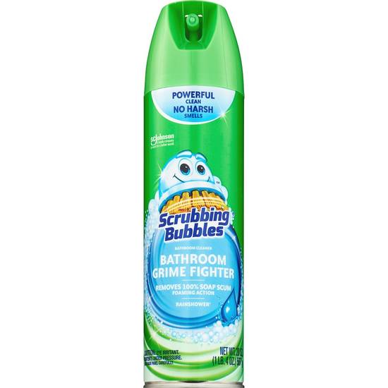 Scrubbing Bubbles Bathroom Grime Fighter Aerosol, Disinfectant Spray; Effective Tile, Bathtub, Shower and Overall Bathroom Cleaner (1 Aerosol Spray), Rainshower, 20 oz
