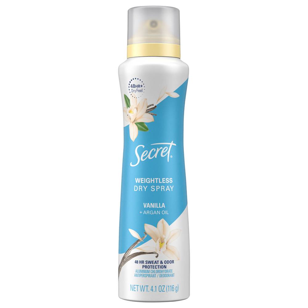 SECRET Dry Spray Vanilla + Argan Oil Antiperspirant/Deodorant (116 g)