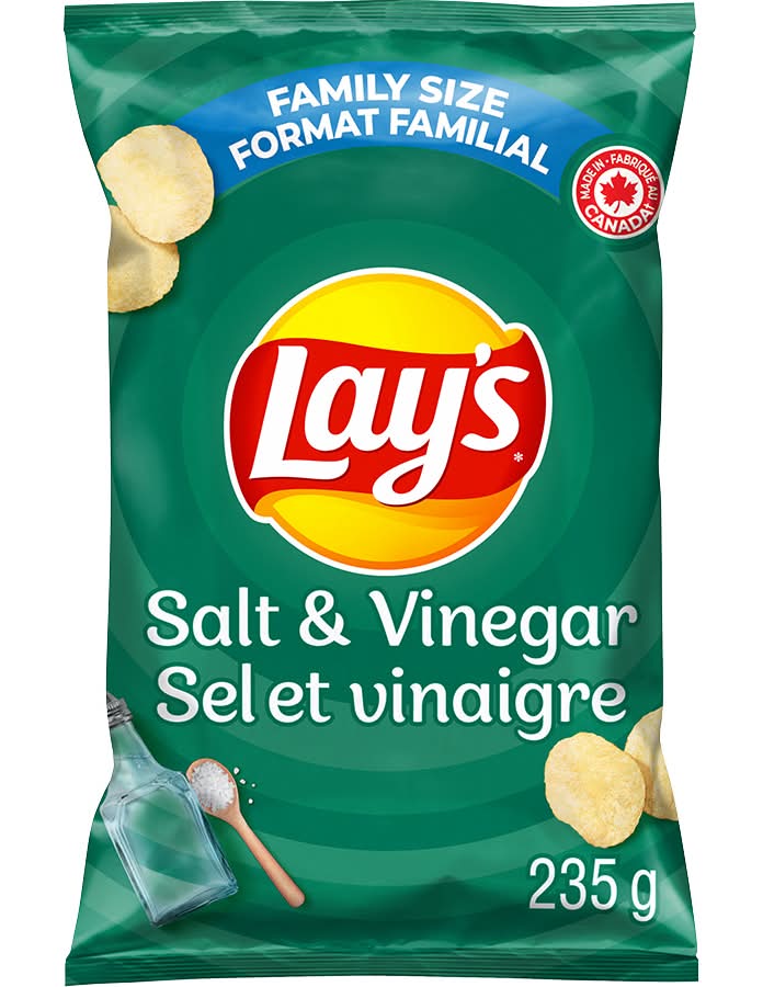 Lay's Potato Chips Family Size, Salt & Vinegar (235 g)