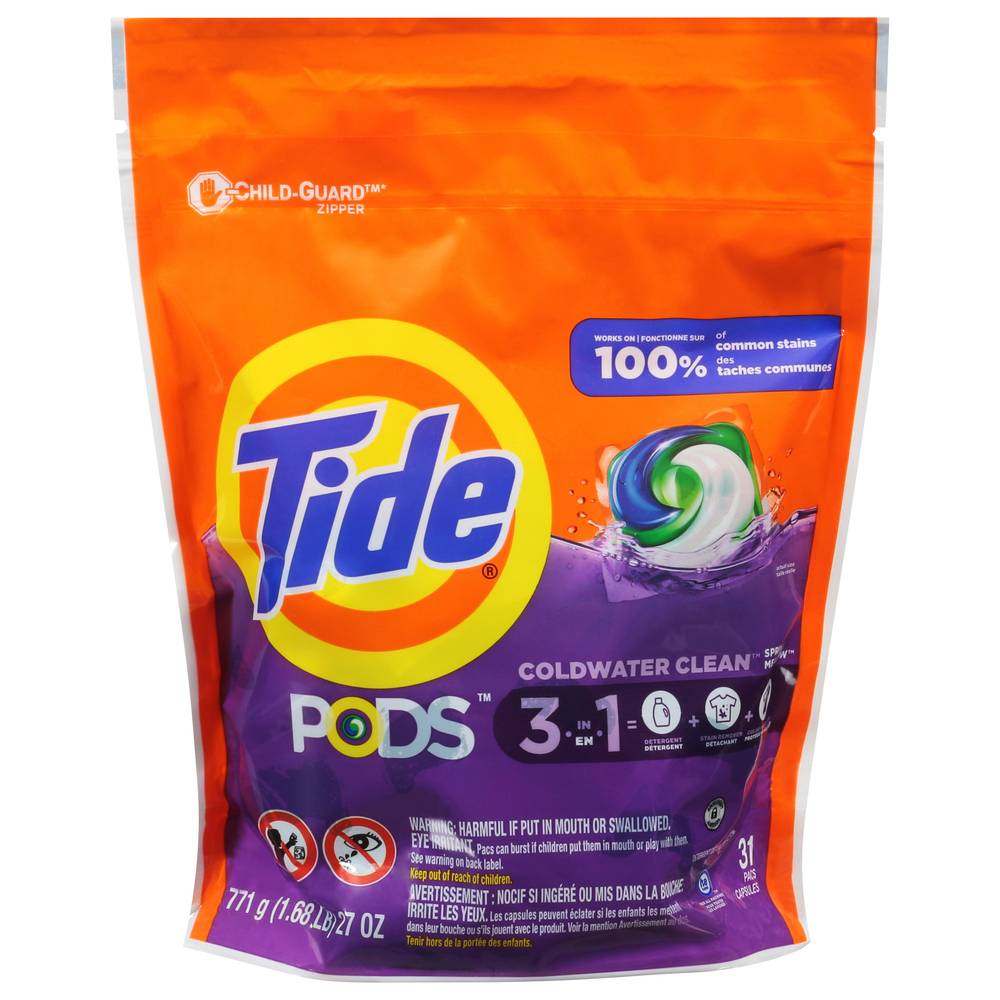 Tide Pods Coldwater Clean 3 in 1 Spring Meadow Detergent (1.69 lbs, 31 ct)