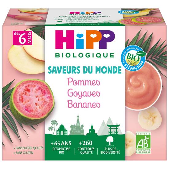 Hipp Biologique - Saveurs du monde pommes goyaves (6 pièces)
