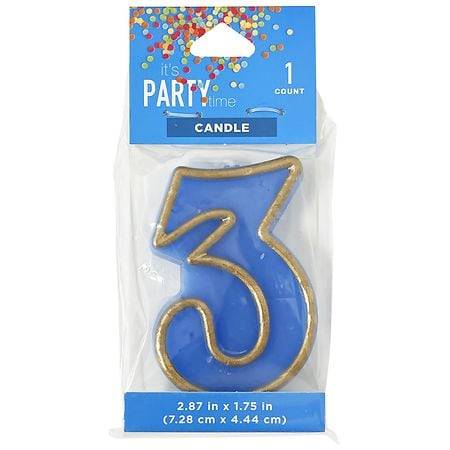 Festive Voice Numeral Candle, Gold Accent 3 - 1.0 ea