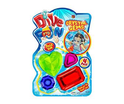 Dive Fun 4-Piece Crystal Gems Pack - Colors May Vary