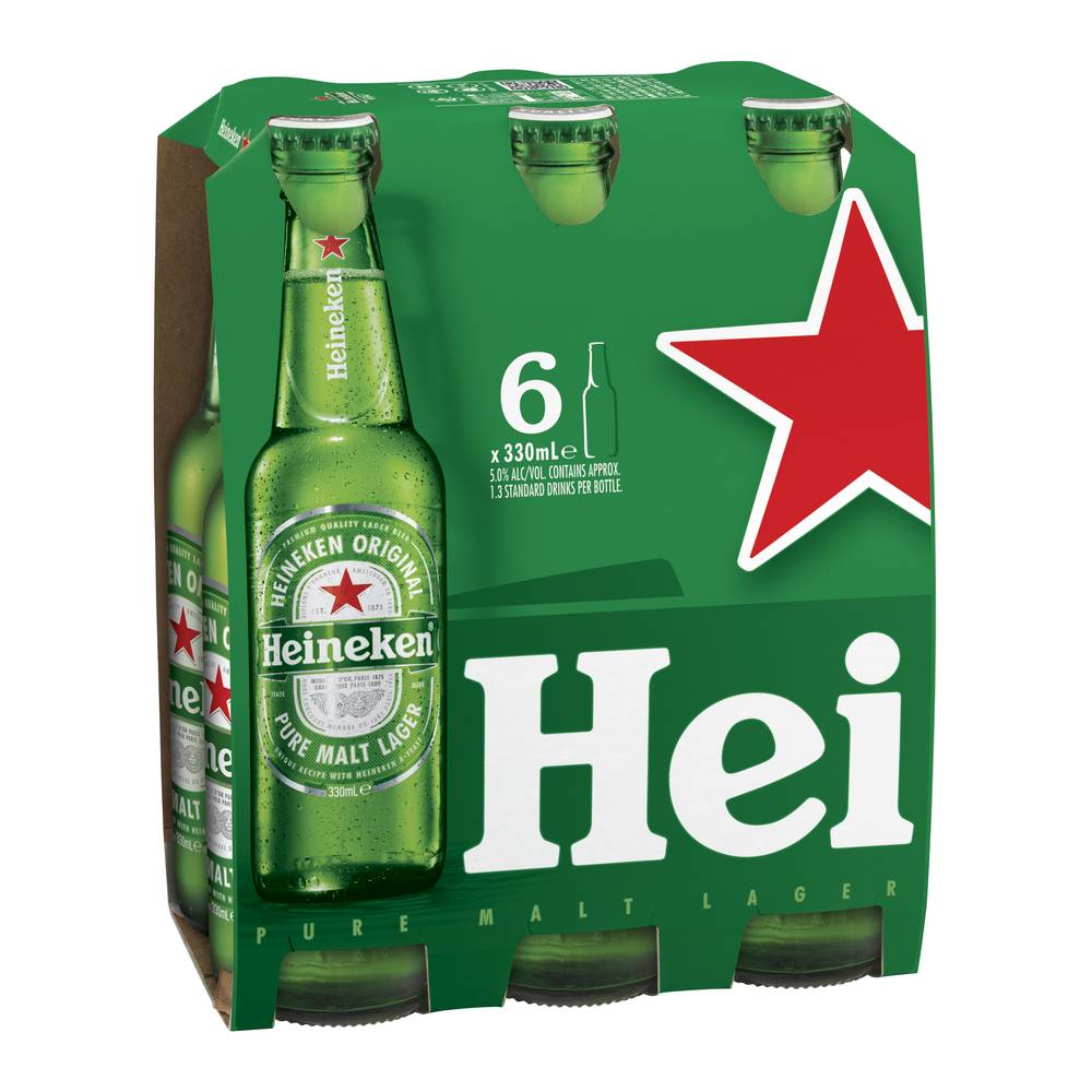 Heineken Bottle 330mL X 6 pack