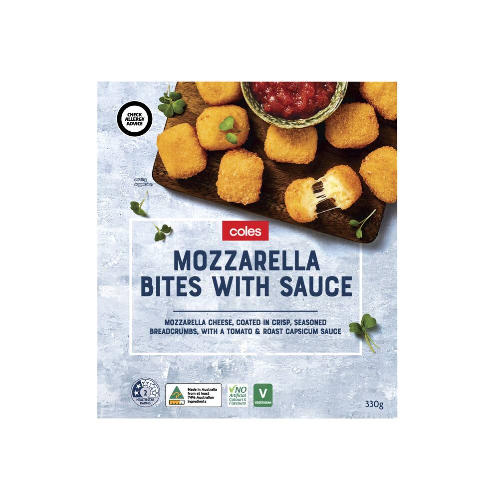 Coles Mozzarella Bites & Sauce 10 Pack 330g