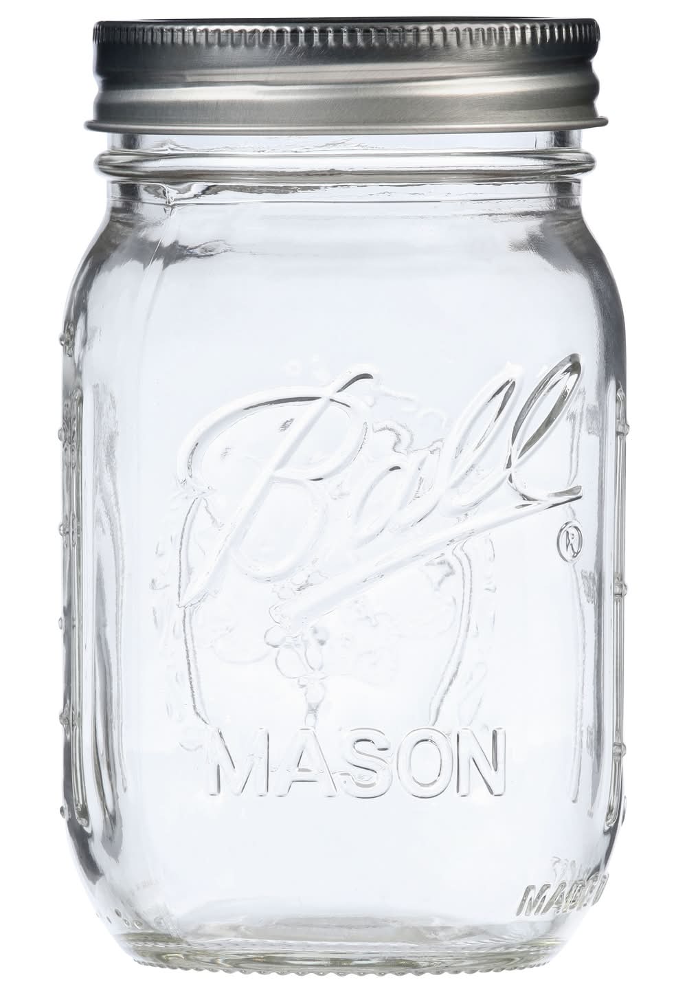 Ball Regular Mouth Pint Glass Mason Jar With Lid and Band