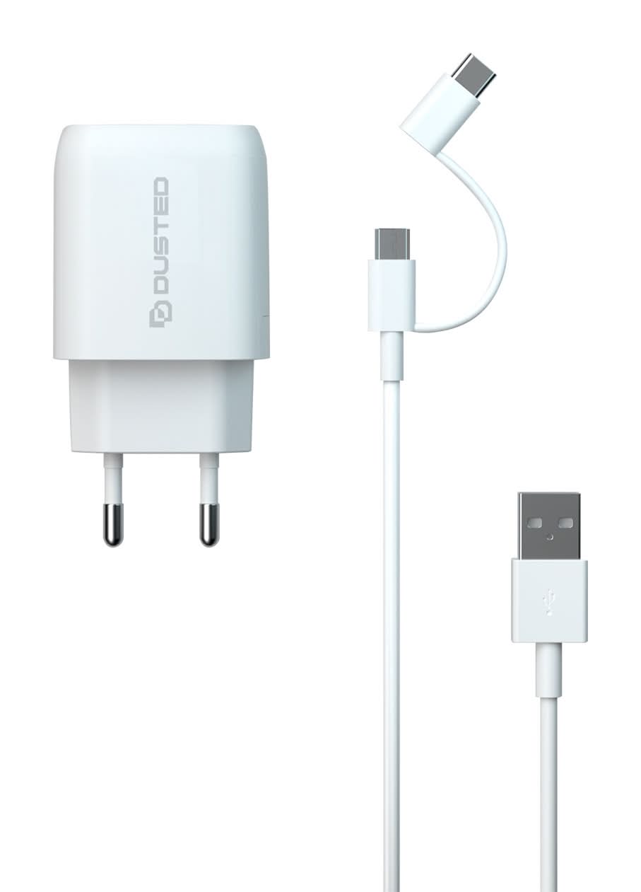 Dusted · Cargador usb-a/usb-c 20w + cable 2 en 1