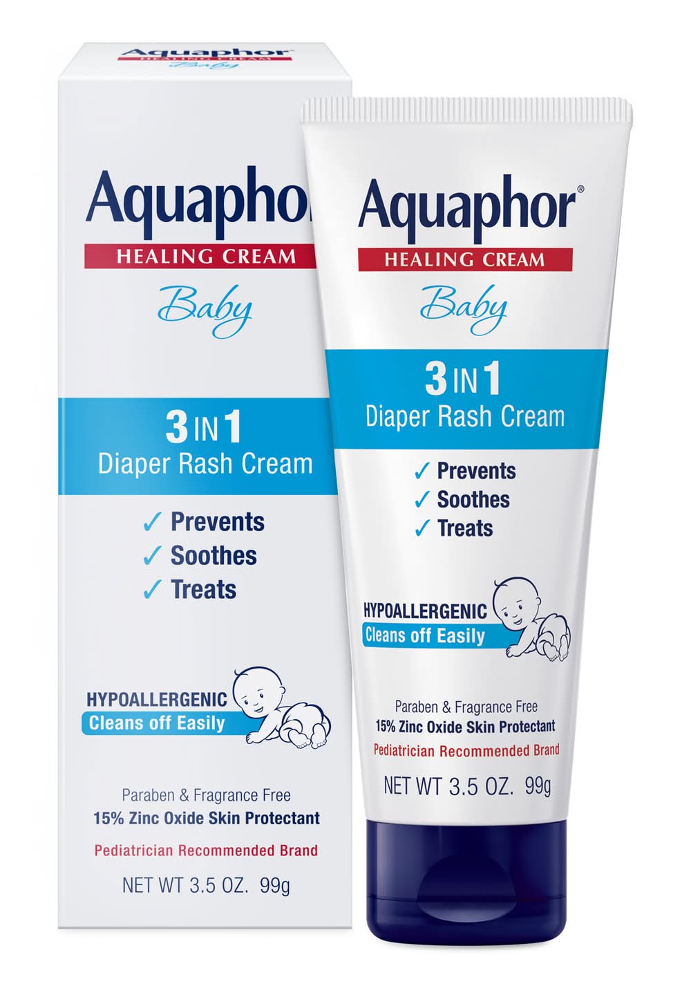 Aquaphor Baby 3 in 1 Diaper Rash Healing Cream (3.5 oz)