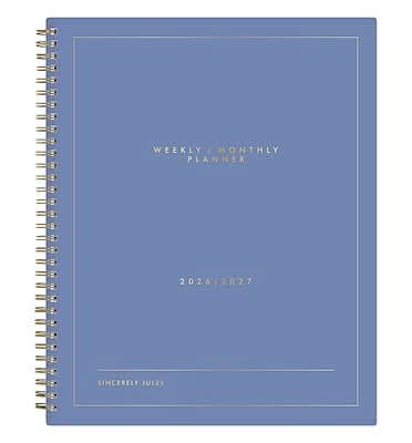 2026-2027 Blue Sky Sincerely Jules Sincerely Blue 8 x 11 Academic Year Weekly & Monthly Planner, Plastic Cover (159096)