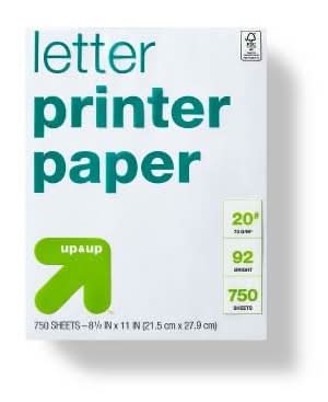 up&up Letter Printer Paper, 8 1/2x11 in, White (750 ct)