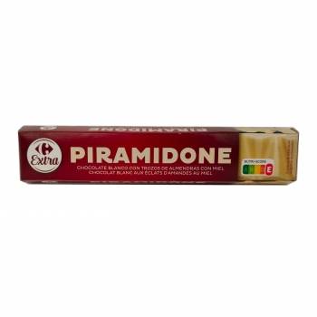 Chocolate blanco con trozos de almendras con miel Piramidone Carrefour Extra 100 g.