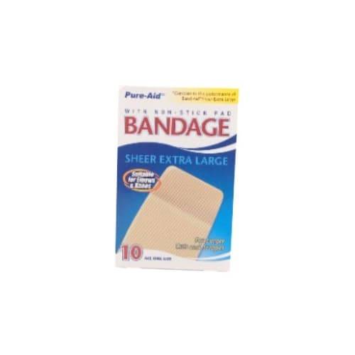 Pure-Aid Extra Large Sheer Bandages (10 ct)