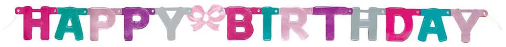 3-2-1 Party 4 Ft Pink Purple & Teal Happy Birthday Banner