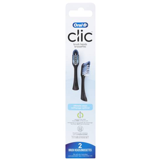 Oral-B Clic Toothbrush Ultimate Clean Replacement Brush Heads, Black, 2ct