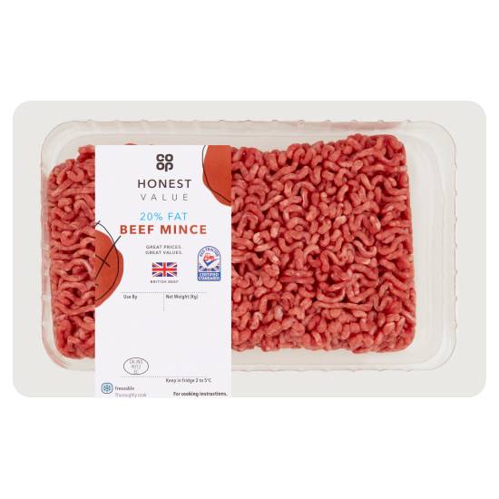 Co-Op Honest Value 20% Fat Beef Mince 0.500g