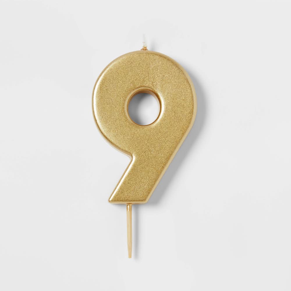 Spritz Number 9 Candle, Gold