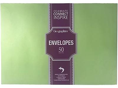 Geographics Gummed A9 Greeting Card Envelopes, 5.75 x 8.75, Green (50 ct)