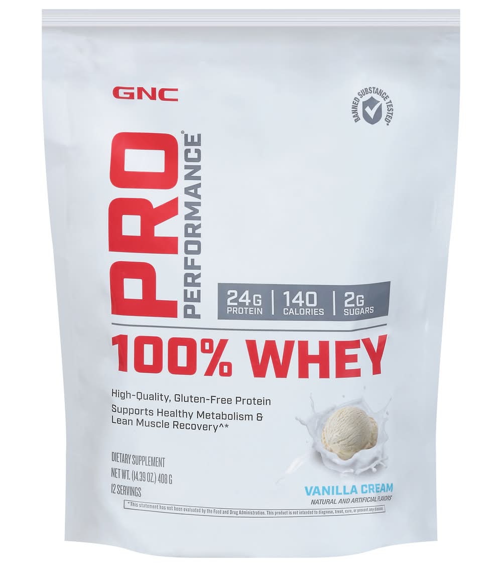 GNC Pro Performance Vanilla Cream 100% Whey Protein (14.4 oz)